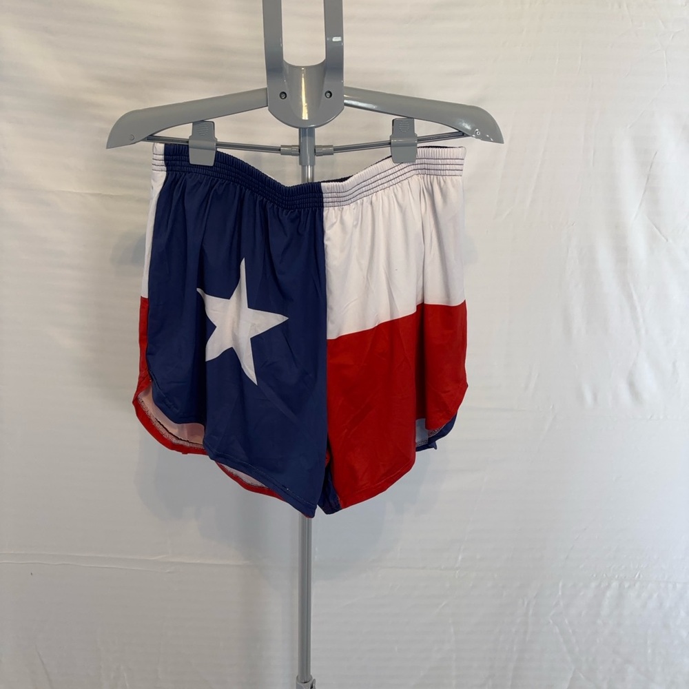 NWOT Semper Silkies Men’s Athletic running Shorts Texas Flag pattern